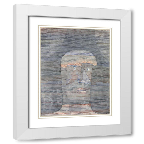 Athletes Head White Modern Wood Framed Art Print with Double Matting by Klee, Paul