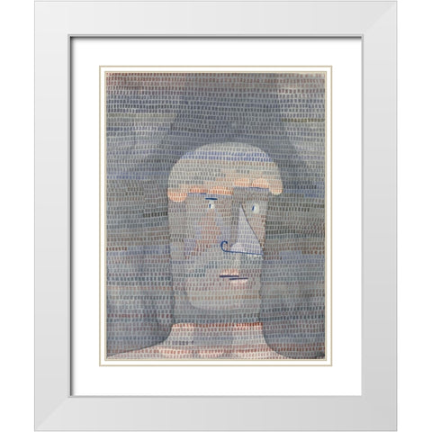 Athletes Head White Modern Wood Framed Art Print with Double Matting by Klee, Paul
