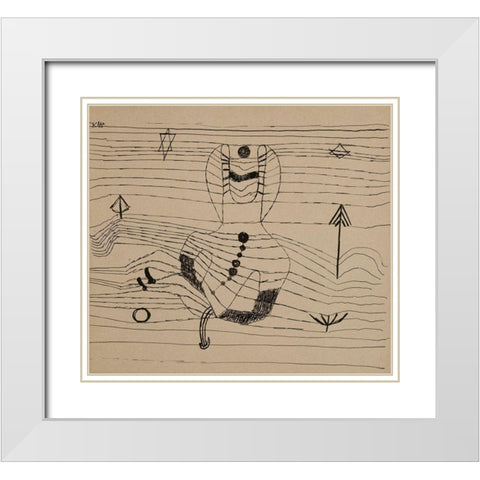 Rider Unhorsed and Bewitched White Modern Wood Framed Art Print with Double Matting by Klee, Paul
