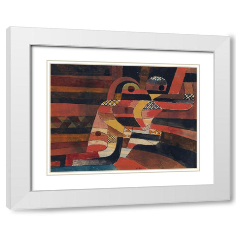 Lovers White Modern Wood Framed Art Print with Double Matting by Klee, Paul