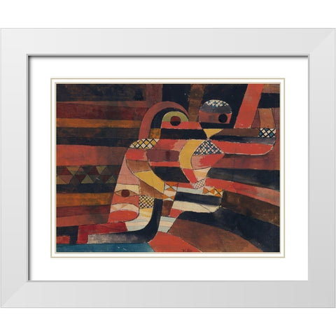 Lovers White Modern Wood Framed Art Print with Double Matting by Klee, Paul