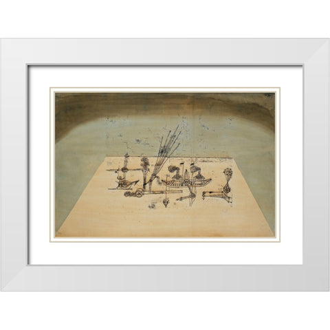 Yellow Harbor White Modern Wood Framed Art Print with Double Matting by Klee, Paul