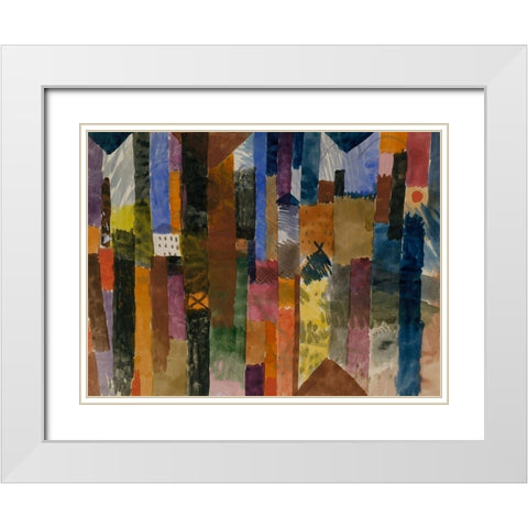 Before the Town White Modern Wood Framed Art Print with Double Matting by Klee, Paul