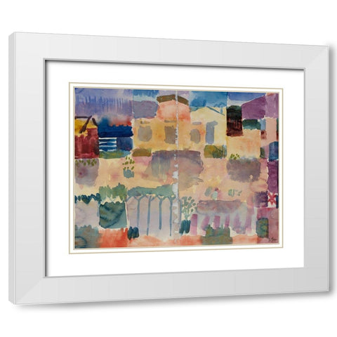 Garden in St. Germain - The European Quarter Near Tunis White Modern Wood Framed Art Print with Double Matting by Klee, Paul