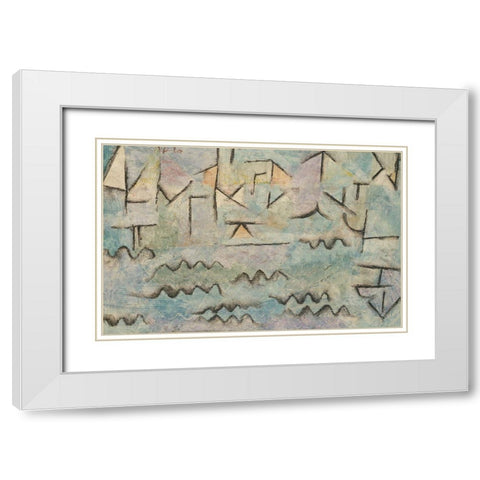 The Rhine at Duisburg White Modern Wood Framed Art Print with Double Matting by Klee, Paul