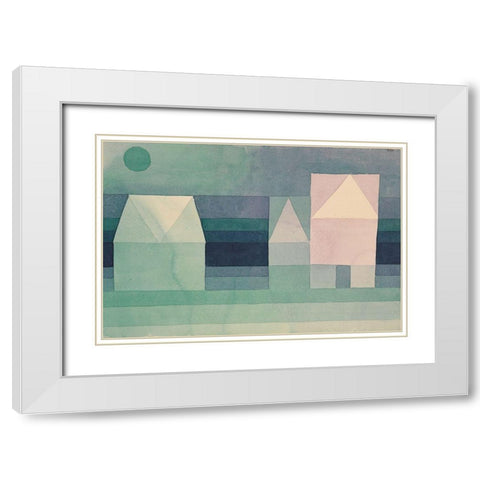 Three Houses White Modern Wood Framed Art Print with Double Matting by Klee, Paul
