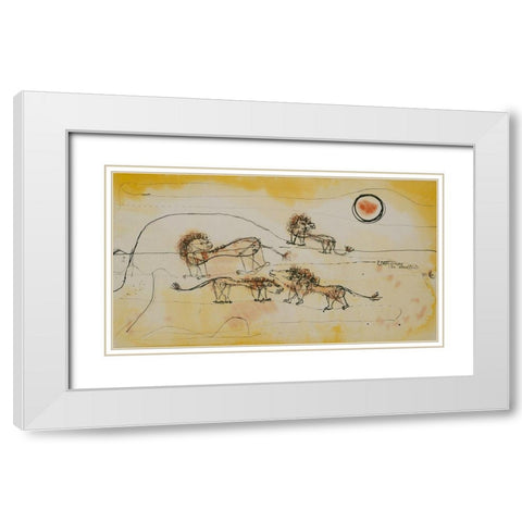 A Pride of Lions White Modern Wood Framed Art Print with Double Matting by Klee, Paul