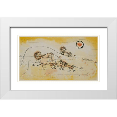 A Pride of Lions White Modern Wood Framed Art Print with Double Matting by Klee, Paul