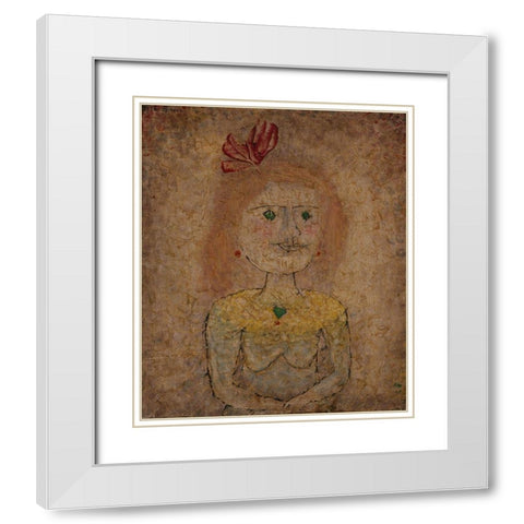Small Portrait of a Girl in Yellow White Modern Wood Framed Art Print with Double Matting by Klee, Paul