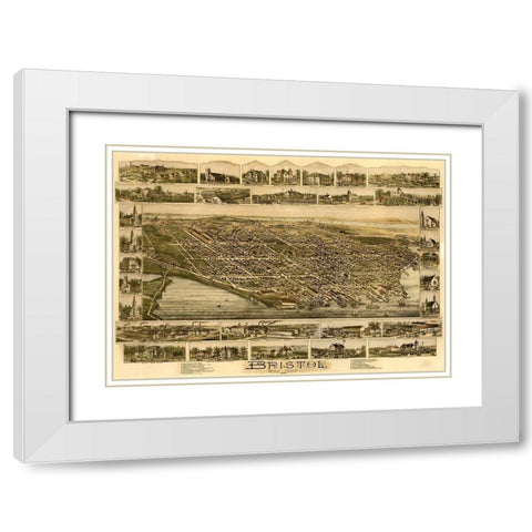 Bristol Rhode Island 1891 White Modern Wood Framed Art Print with Double Matting by Vintage Places