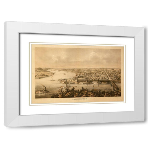 Parkersburg West Virginia 1861 White Modern Wood Framed Art Print with Double Matting by Vintage Places
