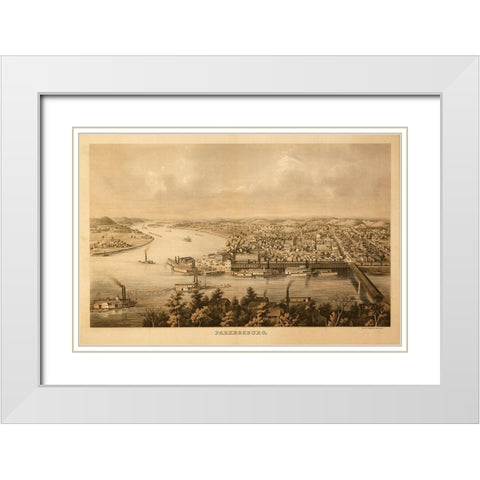 Parkersburg West Virginia 1861 White Modern Wood Framed Art Print with Double Matting by Vintage Places