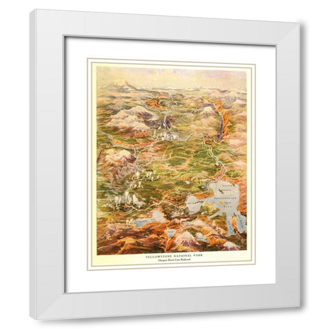 Yellowstone National Park White Modern Wood Framed Art Print with Double Matting by Vintage Places