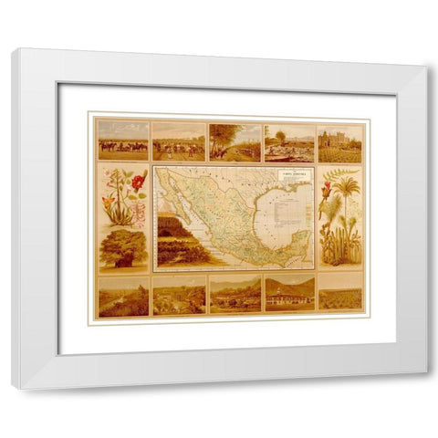 Agricultural Map of Mexico White Modern Wood Framed Art Print with Double Matting by Vintage Maps