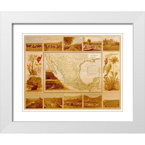 Agricultural Map of Mexico White Modern Wood Framed Art Print with Double Matting by Vintage Maps