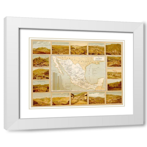 Mineralogical Map of Mexico White Modern Wood Framed Art Print with Double Matting by Vintage Maps