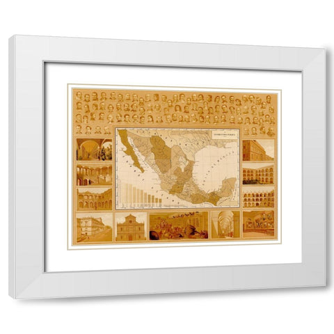 Public Education in Mexico White Modern Wood Framed Art Print with Double Matting by Vintage Maps