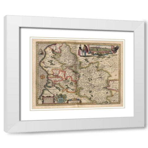 Map of the area around Arras France 1622 White Modern Wood Framed Art Print with Double Matting by Vintage Maps