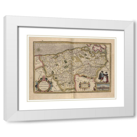 Flanders Belgium Map White Modern Wood Framed Art Print with Double Matting by Vintage Maps