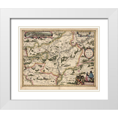 Map of Belgium and Namur White Modern Wood Framed Art Print with Double Matting by Vintage Maps