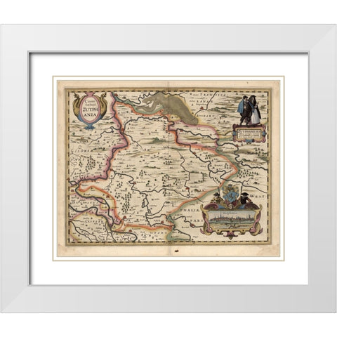 Map of the area around Zutphanis Netherlands White Modern Wood Framed Art Print with Double Matting by Vintage Maps