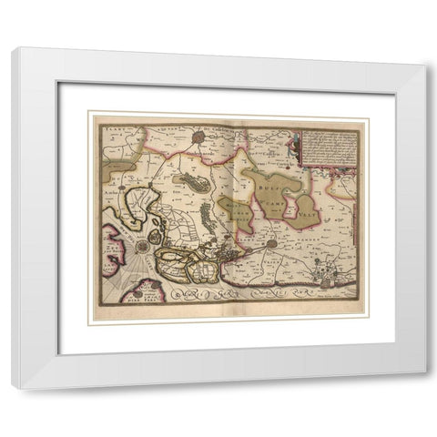 Netherlands Map Zeeland White Modern Wood Framed Art Print with Double Matting by Vintage Maps