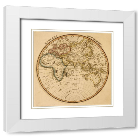 Eastern Hemisphere White Modern Wood Framed Art Print with Double Matting by Vintage Maps