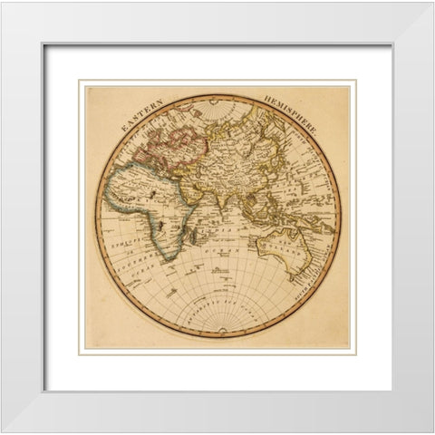 Eastern Hemisphere White Modern Wood Framed Art Print with Double Matting by Vintage Maps