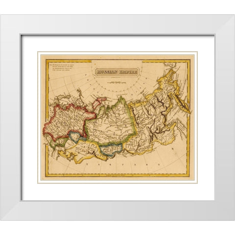 Russian Empire 1817 White Modern Wood Framed Art Print with Double Matting by Vintage Maps