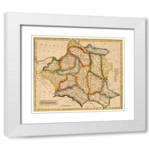 Poland 1817 White Modern Wood Framed Art Print with Double Matting by Vintage Maps