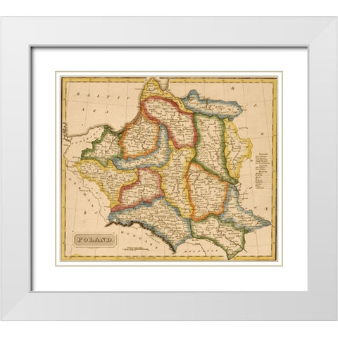 Poland 1817 White Modern Wood Framed Art Print with Double Matting by Vintage Maps