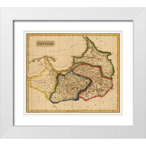 Prussia 1817 White Modern Wood Framed Art Print with Double Matting by Vintage Maps