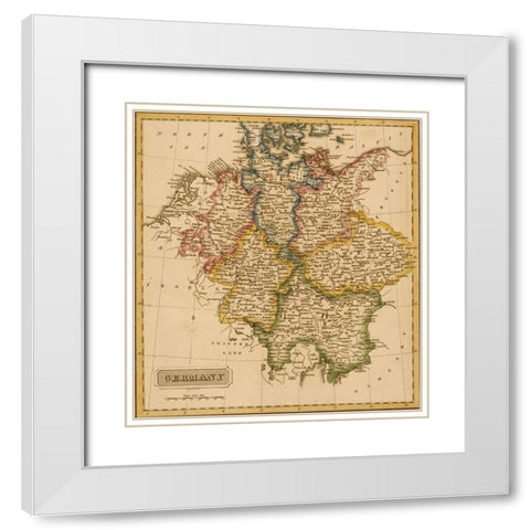 Germany 1817 White Modern Wood Framed Art Print with Double Matting by Vintage Maps