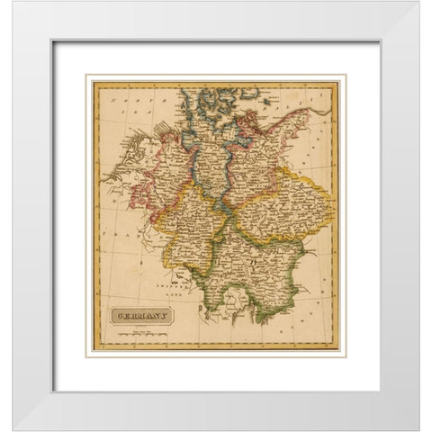 Germany 1817 White Modern Wood Framed Art Print with Double Matting by Vintage Maps