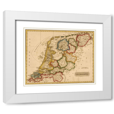Holland Netherlands 1817 White Modern Wood Framed Art Print with Double Matting by Vintage Maps