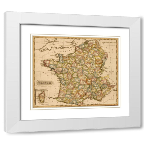 France 1817 White Modern Wood Framed Art Print with Double Matting by Vintage Maps