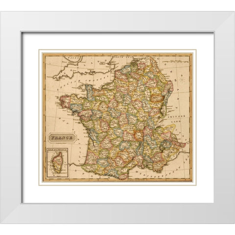 France 1817 White Modern Wood Framed Art Print with Double Matting by Vintage Maps