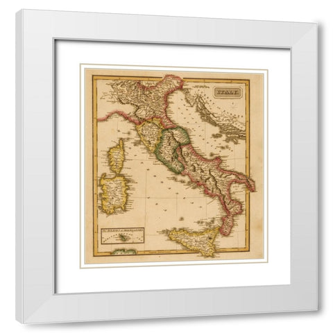 Italy 1817 White Modern Wood Framed Art Print with Double Matting by Vintage Maps