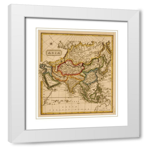 Asia 1817 White Modern Wood Framed Art Print with Double Matting by Vintage Maps
