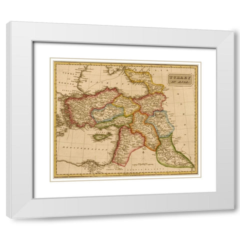 Turkey in Asia Middle East 1817 White Modern Wood Framed Art Print with Double Matting by Vintage Maps