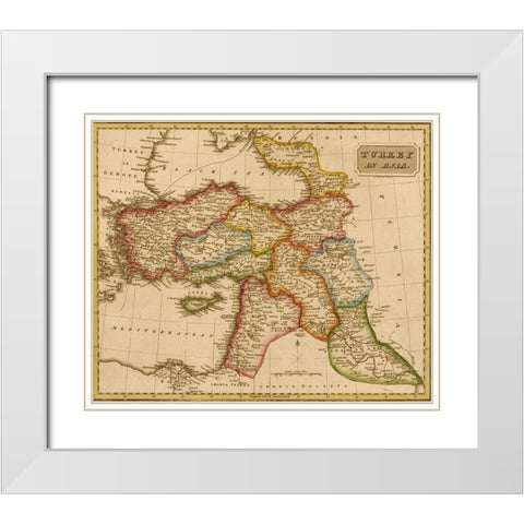 Turkey in Asia Middle East 1817 White Modern Wood Framed Art Print with Double Matting by Vintage Maps