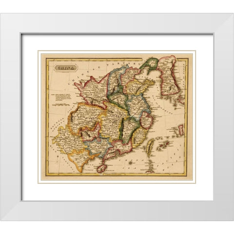 China 1817 White Modern Wood Framed Art Print with Double Matting by Vintage Maps