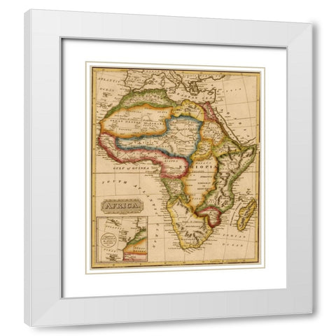 Africa 1817 White Modern Wood Framed Art Print with Double Matting by Vintage Maps