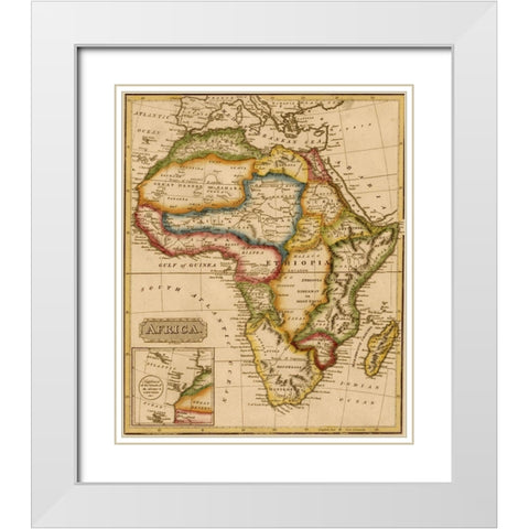 Africa 1817 White Modern Wood Framed Art Print with Double Matting by Vintage Maps