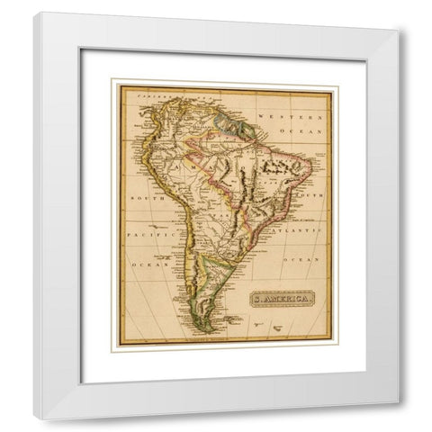 South America 1817 White Modern Wood Framed Art Print with Double Matting by Vintage Maps