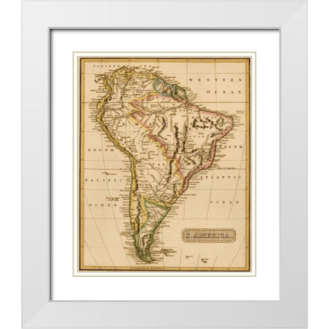 South America 1817 White Modern Wood Framed Art Print with Double Matting by Vintage Maps