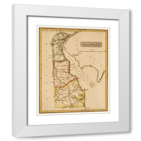 Delaware 1817 White Modern Wood Framed Art Print with Double Matting by Vintage Maps