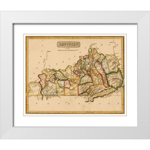 Kentucky 1817 White Modern Wood Framed Art Print with Double Matting by Vintage Maps