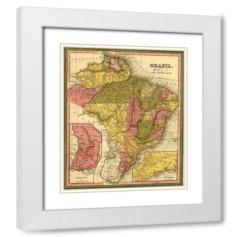 Brazil 1846 White Modern Wood Framed Art Print with Double Matting by Vintage Maps