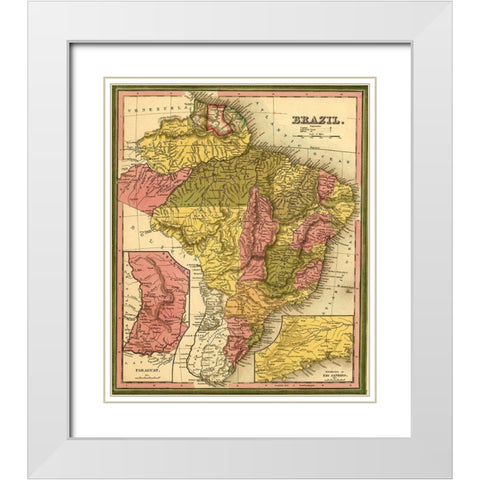 Brazil 1846 White Modern Wood Framed Art Print with Double Matting by Vintage Maps